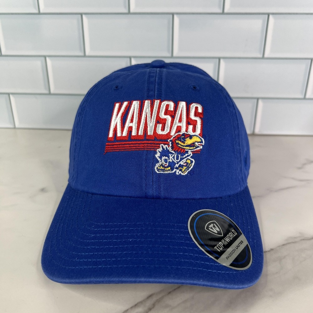 Kansas Jayhawks Hat‎ Cap Strap Back One Size Blue NCAA Basketball Mens College